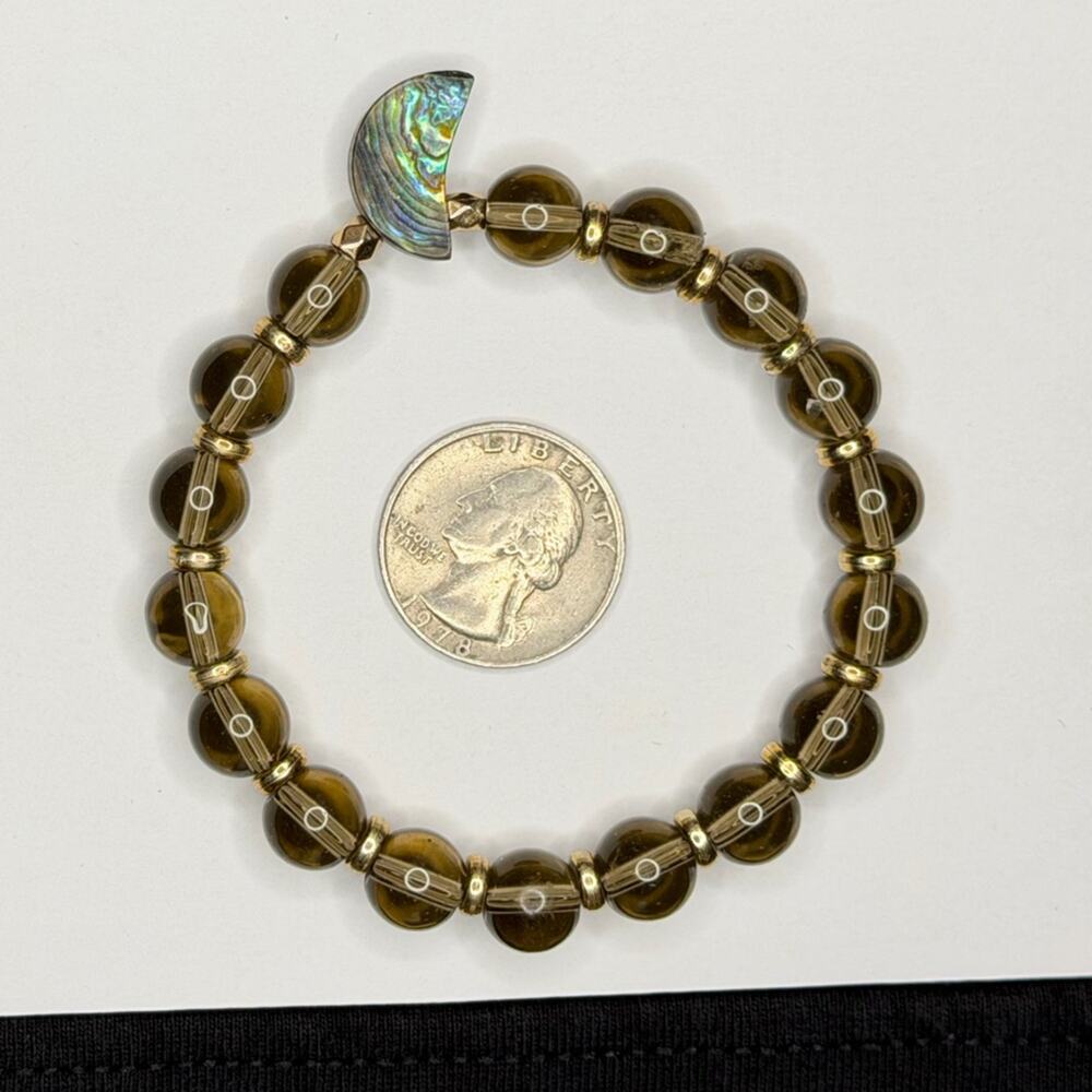 Abalone Moon with glass beads bracelet handmade stretchy 7 inch - Picture 6 of 6